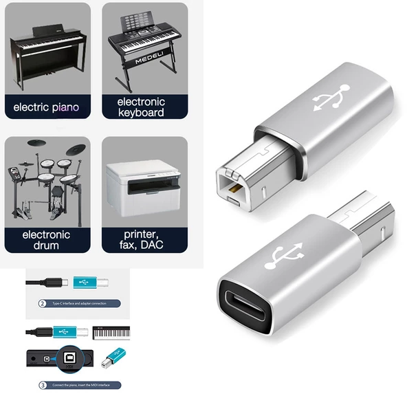Type c dişi to usb B erkek midi dj denetleyiciler için çevirici gmş - 5