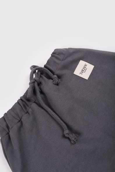Bağcıklı Basic Pantolon Antrasit Gri - 3