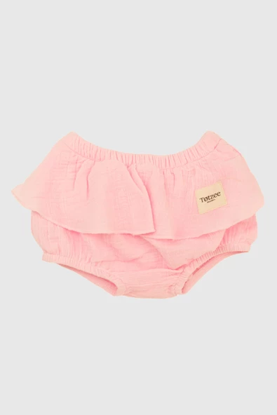 Müslin Etekli Şort Pembe - 2