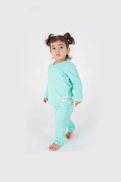 Düğmeli Kruvaze Üst Mint Yeşili - 2