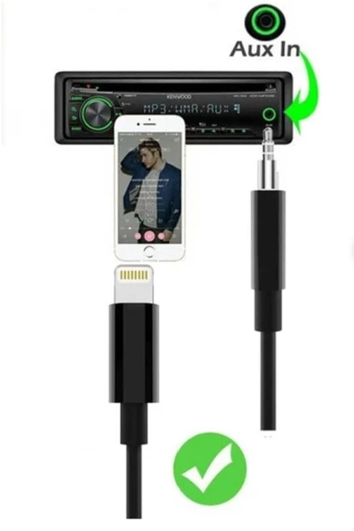 İphone 7 8 X Max 11 12 13 Pro Uyumlu Aux Dönüştürücü Kablo Lightning Girişli 1mt - 5