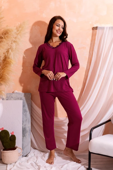 Nisanca Uzun Kollu Bambu Anne Pijama Takımı- Genç Anne Serisi - 11