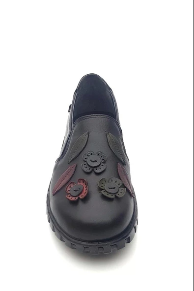 VENÜS 2050862K ORTOPEDİK ÇİÇEK SÜSLEME DERİ KADIN AYAKKABI - Resim 4