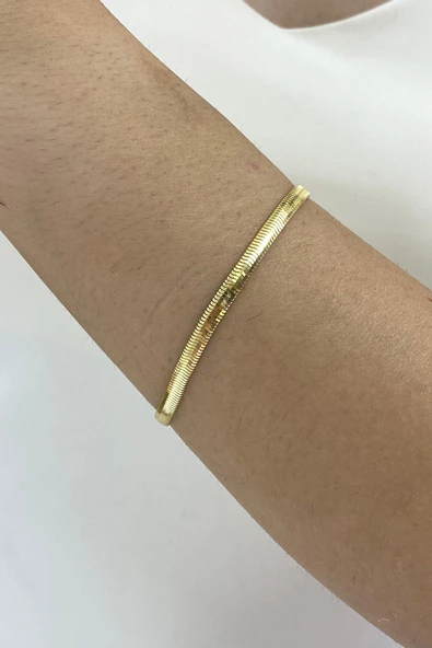 14 Ayar Altın Balık Sırtı Ezme Bileklik 4,5 mm - 2