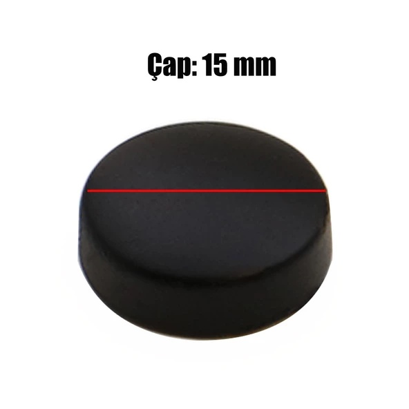 Dekoratif Vida Kapağı Kapatıcı 15 mm Mat Siyah Metal Vida Tapası Tıpası (100 ADET) - 2