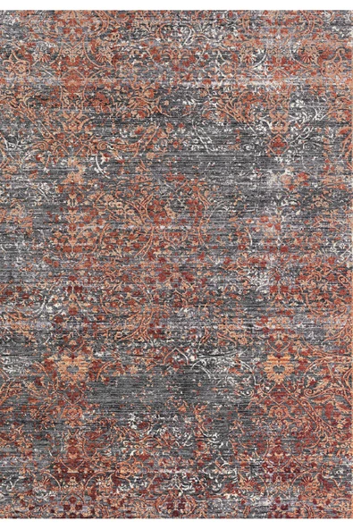 Eskitme Desenli Dokuma Taban Dijital Baskılı Halı  TURUNCU 120X180