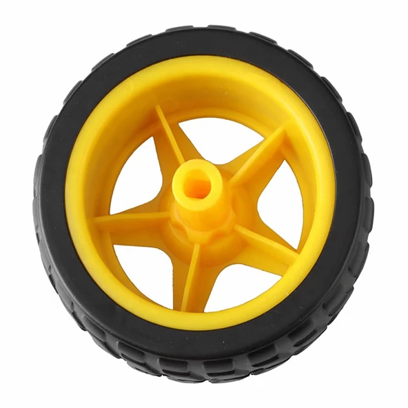 TT Tekerlek 2.5x6,8cm Plastik Sarı Oyuncak Araba Rubber Lastik Robot Tekerlek Akılı Araç Oyuncak - Resim 5