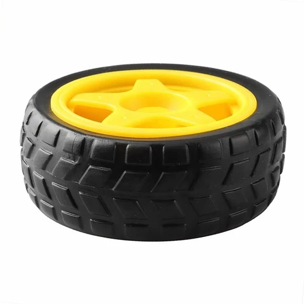 TT Tekerlek 2.5x6,8cm Plastik Sarı Oyuncak Araba Rubber Lastik Robot Tekerlek Akılı Araç Oyuncak - Resim 6