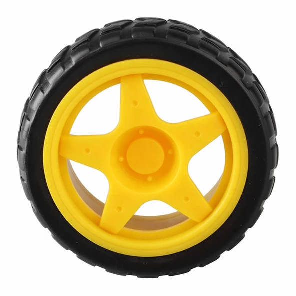 TT Tekerlek 2.5x6,8cm Plastik Sarı Oyuncak Araba Rubber Lastik Robot Tekerlek Akılı Araç Oyuncak - Resim 4