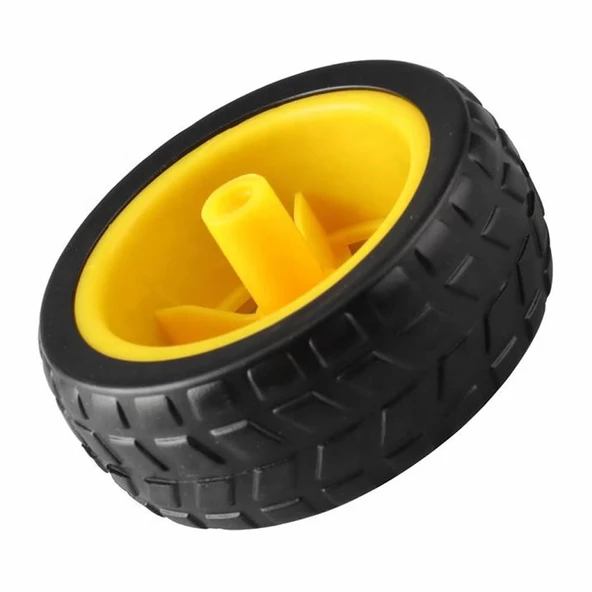 TT Tekerlek 2.5x6,8cm Plastik Sarı Oyuncak Araba Rubber Lastik Robot Tekerlek Akılı Araç Oyuncak - Resim 7
