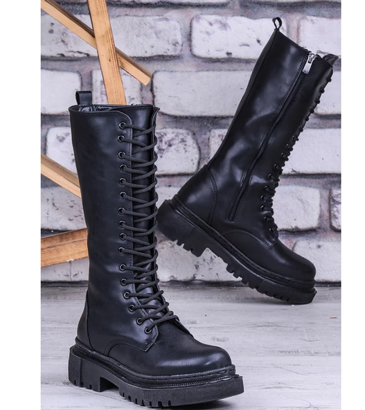 Ghattix Şanzeli Kaymaz Taban Postal Kışlık Kadın Düz Bot - 7