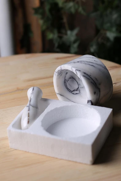 Mermer Havan Seti Büyük Boy Doğaltaş Mermer Havan Seti 12 x 9 Cm - 9