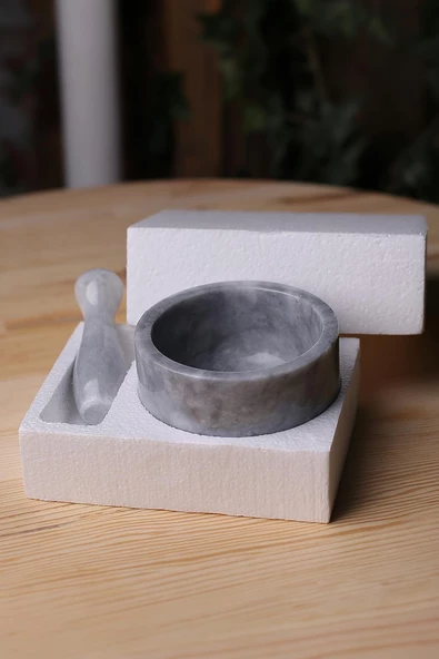 Mermer Havan Seti Büyük Boy Doğaltaş Mermer Havan Seti 12 x 9 Cm - 6