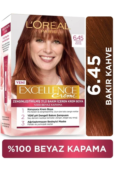Loreal Excellence Kit Saç Boyası-6.45-bakır Kahve