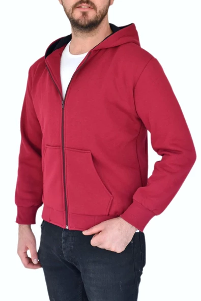 Erkek Bordo Kapüşonlu Sweat KLM001 - Resim 4