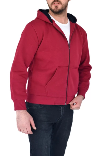 Erkek Bordo Kapüşonlu Sweat KLM001 - Resim 5