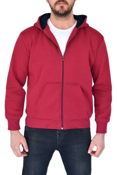 Erkek Bordo Kapüşonlu Sweat KLM001 - Resim 2