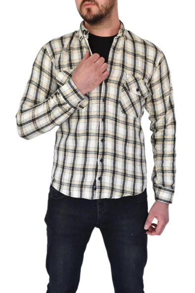 Erkek Kışlık Oduncu Silim Fit Çift Cepli Kapaklı Gömlek BGL-ST02262 - Resim 11