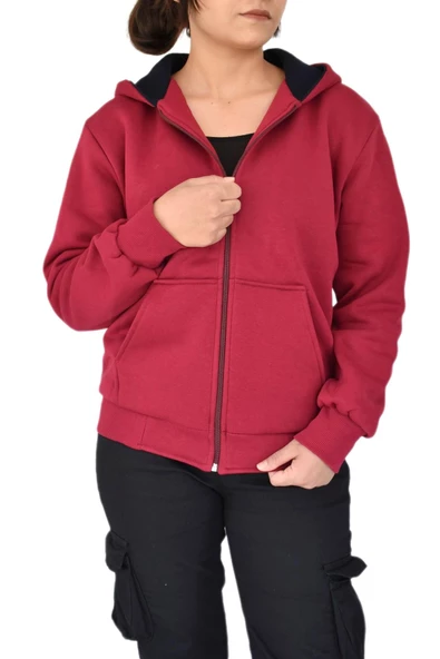 Kadın Bordo Kapüşonlu Sweat KLM001 BGL-ST02290 - Resim 6