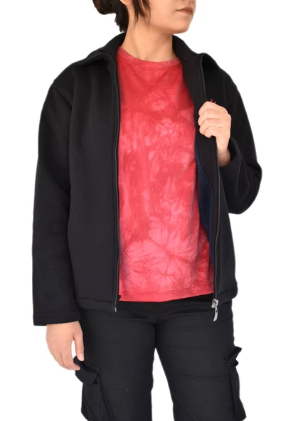 Kadın Siyah Fermuarlı Hırka BGL-ST02291 - Resim 6