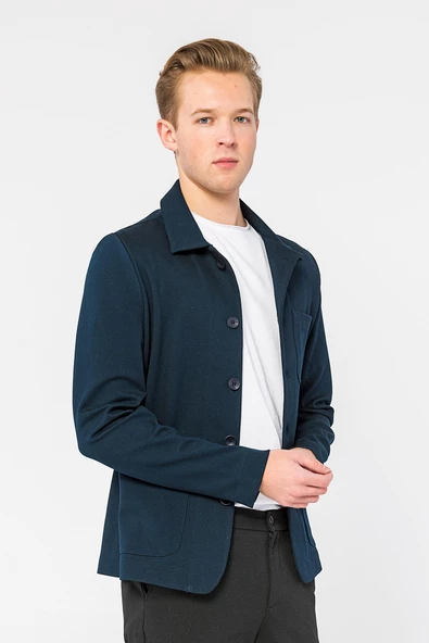 CEKMON Erkek Regular Fit Düğmeli Dokuma Blazer Rahat Spor Ceket - 5