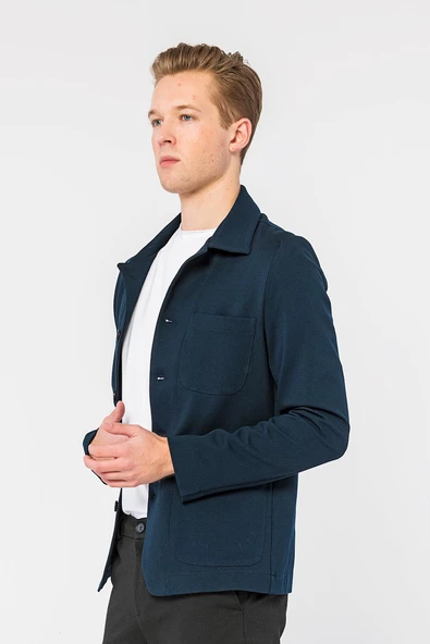 CEKMON Erkek Regular Fit Düğmeli Dokuma Blazer Rahat Spor Ceket - 2