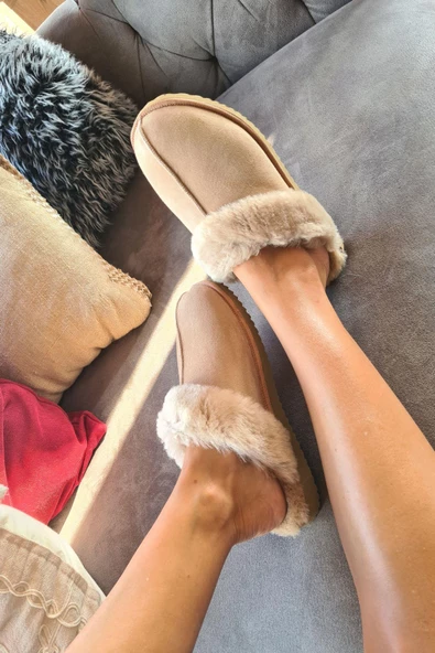 50 60 Topukla Kadın Süet Kürklü Terlik - 2