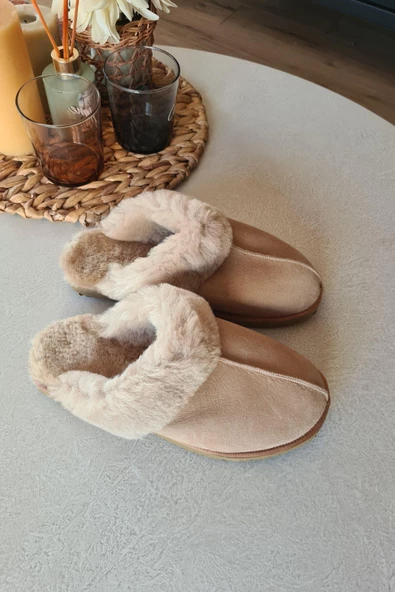 50 60 Topukla Kadın Süet Kürklü Terlik - 3