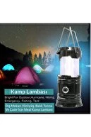 Solar Şarjlı Güneş Enerjili Fan Kamp Feneri Güneş Paneli Kamp Şarjlı Işıldak Usb Şarj - 2