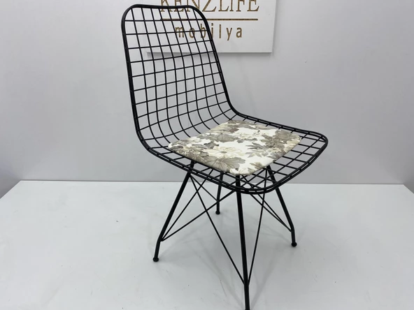 Knsz kafes tel sandalyesi 1 li mazlum syhçiçek gri kumaş ofis cafe bahçe mutfak - Resim 2