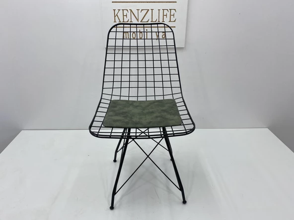 Knsz kafes tel sandalyesi 1 li mazlum syhhaki siyah kumaş ofis cafe bahçe mutfak ürün görseli 1