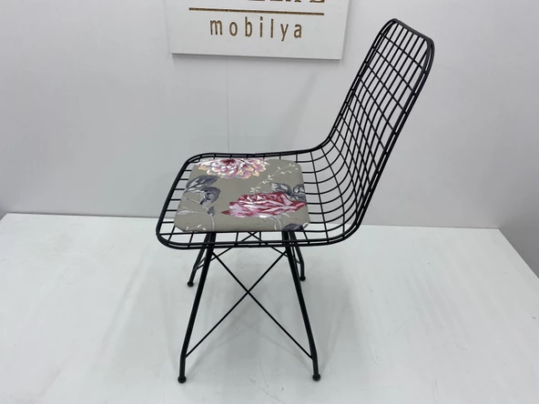 Knsz kafes tel sandalyesi 1 li mazlum syhyaprak gri kumaş ofis cafe bahçe mutfak - Resim 2
