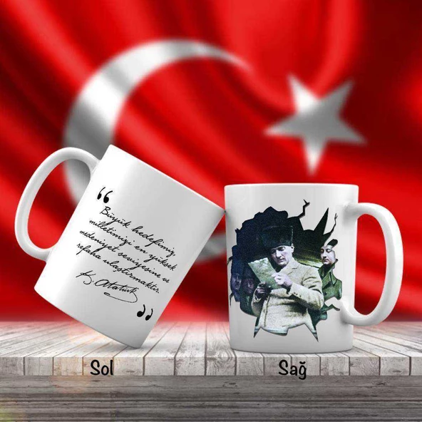 Mektup Okuyan Kalpaklı Mustafa Kemal Paşa - Atatürk'ün Sözleri -Kupa Bardak