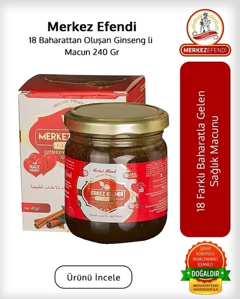 Merkez Efendi 18 Baharattan Oluşan Ginseng li Macun 240 Gr