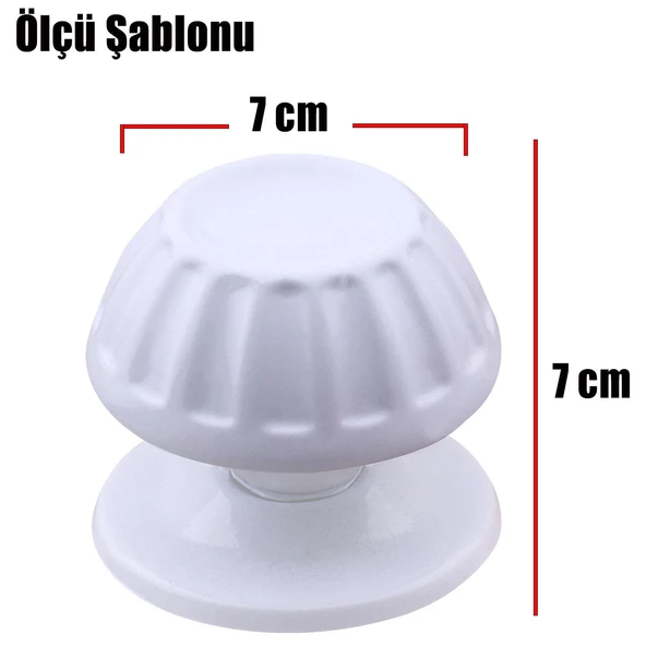 Papatya Kapı Tokmağı Kapı Topuzu Babası Kolu Beyaz Metal Tokmak (10 ADET) - Resim 4