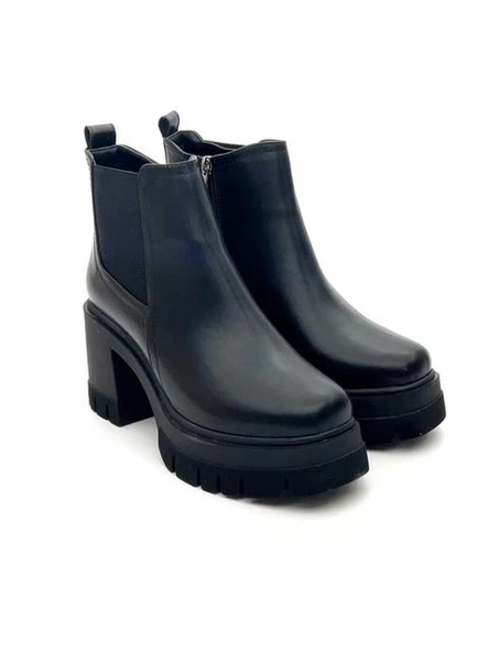 Potinonline K040 Kadın Platform Topuk Kalın Taban Bot&Bootie - 5