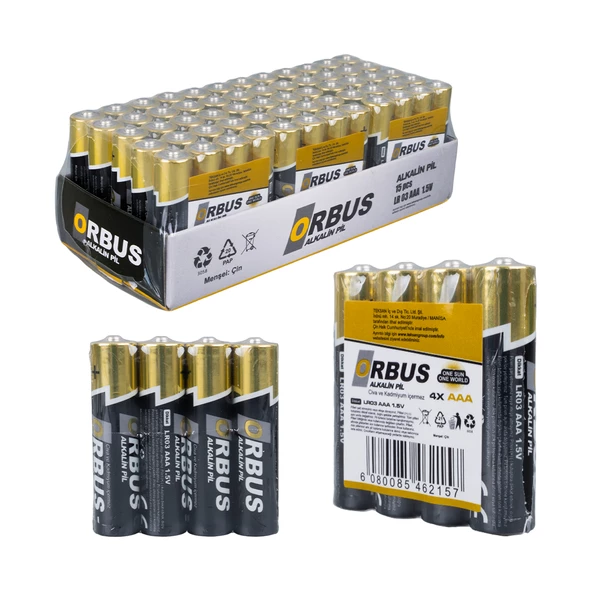 60LI PAKET ORB-LR03 ORBUS AAA ALKALİN İNCE KALEM PİL