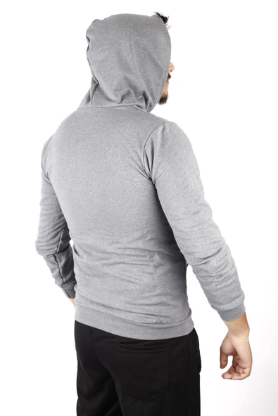 Erkek Füme Invisible Yazılı Kanguru Cep Kapüşonlu Sweatshirt 21ESWTKGVS - 5
