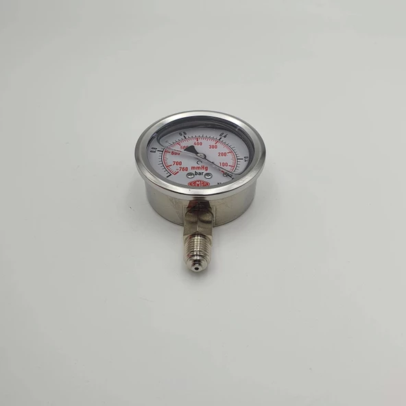 Vakummetre Gliserinli Alttan Çıkışlı Q63 - 0 - 1 - 760 Bar 1/4 - Resim 6