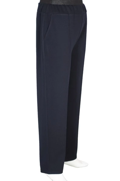 Hesna Kadın Nazlı Kışlık Büyük Beden Astarsız Lacivert Pantolon - Resim 3