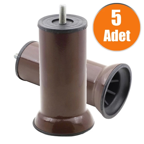 Mobilya Kanepe Baza Yatak Koltuk Destek Yükseltme Ayağı M8 Kahve Metal Ayakları 12 Cm 5 Adet