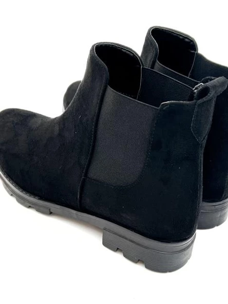 Goldstep 1233 Kadın Lastiklı Kısa Siyah Süet Günlük Bot&Bootie - 7