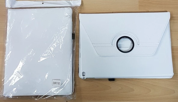 İPad Pro 12.9'' 360 Derece Hareketli Yatay Dikey 3 Kademeli Stand ve Deri Kılıf Beyaz - 4