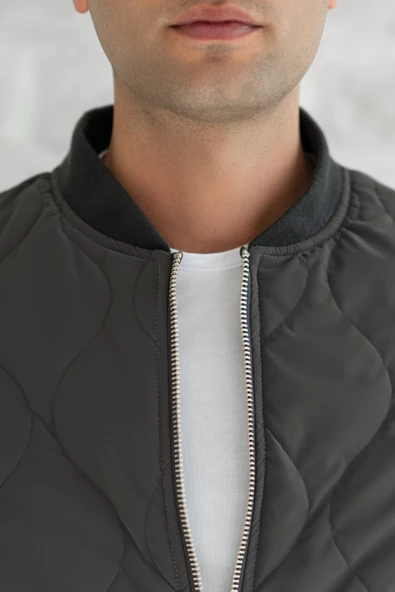 SİR MEVSİMLİK REGULAR FİT FERMUARLI ERKEK KAPİTONE MONT - Resim 5