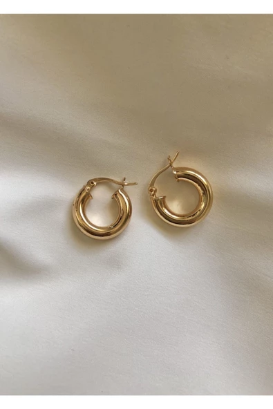 Kadın Vintage Altın Kaplama Gold Halka Küpe - 5