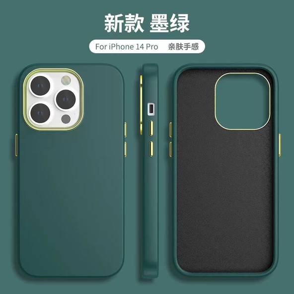 İphone 14 Pro Max Dik Kenarlı Deri Görünümlü Atlas Kapak - Resim 5