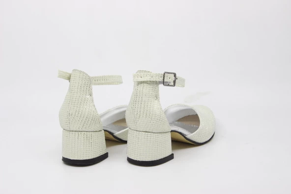 Zerhan 800 Kız Çocuk Krem Simli Karnı Yarık Ayakkabı - Resim 7