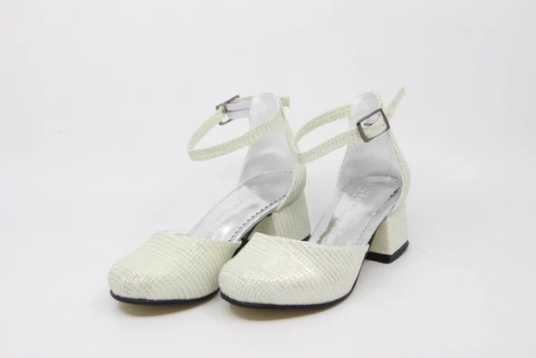 Zerhan 800 Kız Çocuk Krem Simli Karnı Yarık Ayakkabı - Resim 5