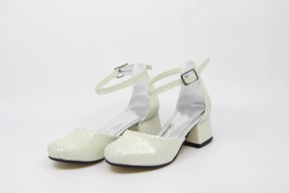 Zerhan 800 Kız Çocuk Krem Simli Karnı Yarık Ayakkabı - Resim 4