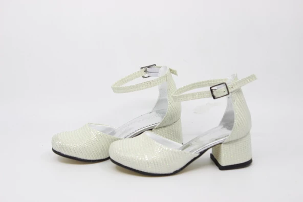 Zerhan 800 Kız Çocuk Krem Simli Karnı Yarık Ayakkabı - Resim 6